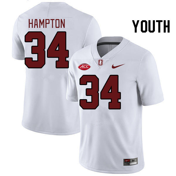 Youth #34 Caleb Hampton Stanford Cardinal 2024 ACC Conference College Football Jerseys Stitched-Whit